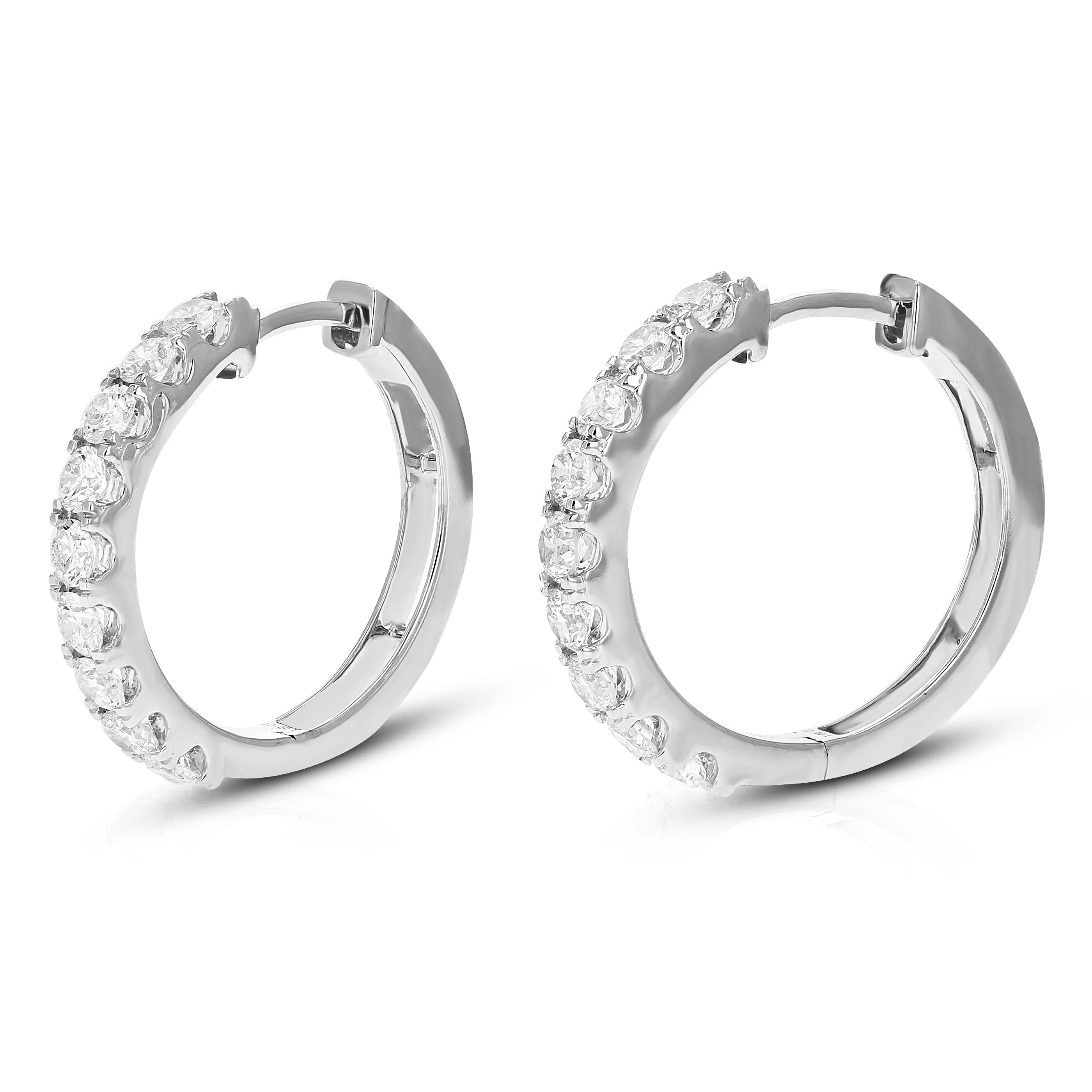 1 cttw Round Cut Lab Grown Diamond Hoop Earrings in .925 Sterling Silver Prong Set 2/3 Inch