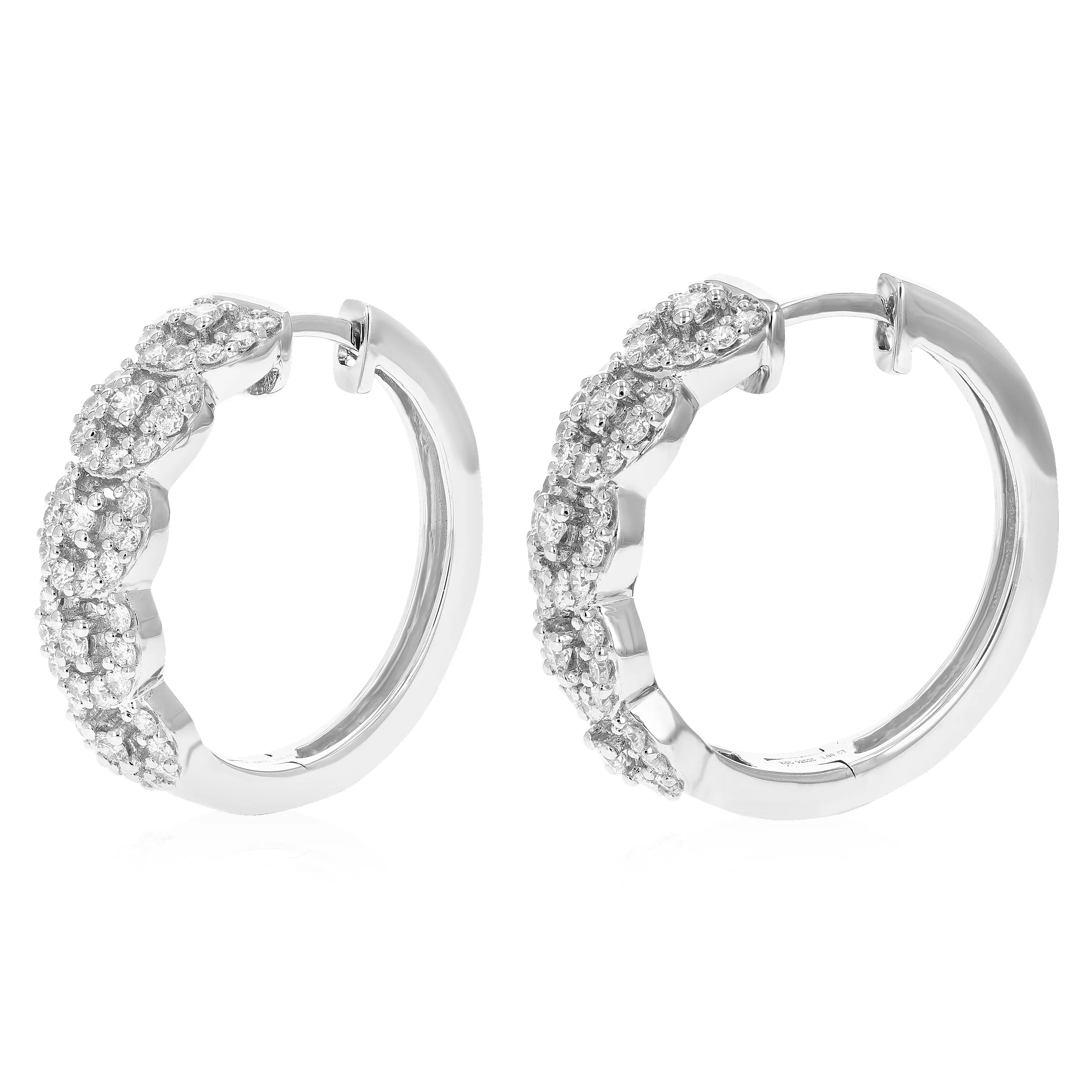 1 cttw Round Lab Grown Diamond Hoop Earrings .925 Sterling Silver Prong Set 3/4 Inch