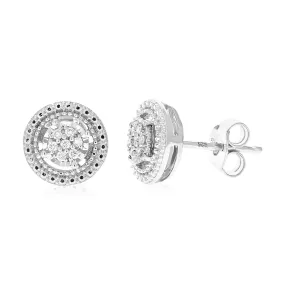 1/12 cttw Round Lab Grown Diamond Studs Earrings .925 Sterling Silver Prong Set 1/2 Inch