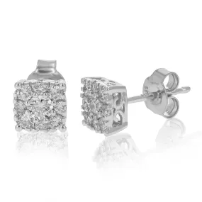 1/2 cttw Round Cut Lab Grown Diamond .925 Sterling Silver Stud Earrings Prong Set