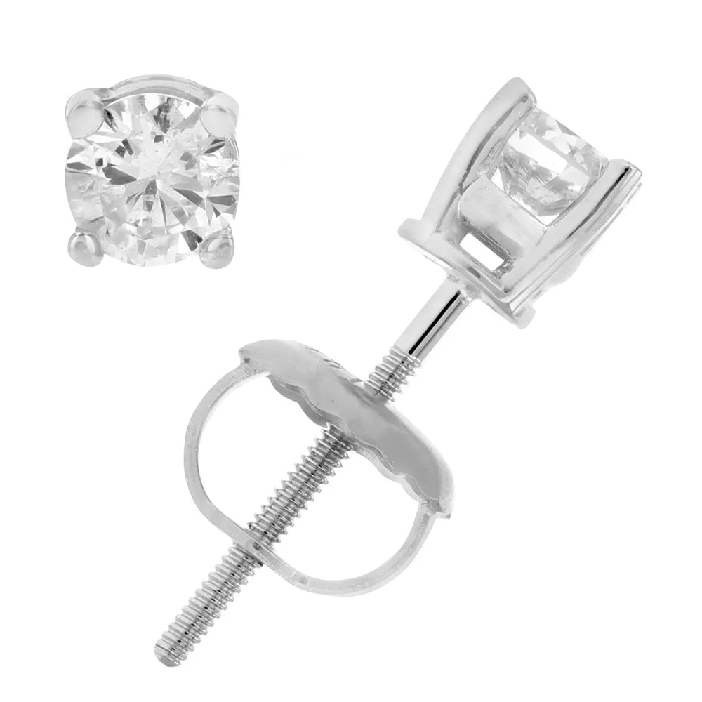 1/3 cttw VS2-SI1 Clarity H-I Color Certified Diamond Stud Earrings 14K White Gold