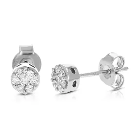 1/4 cttw Round Cut Lab Grown Diamond .925 Sterling Silver Stud Earrings Prong Set