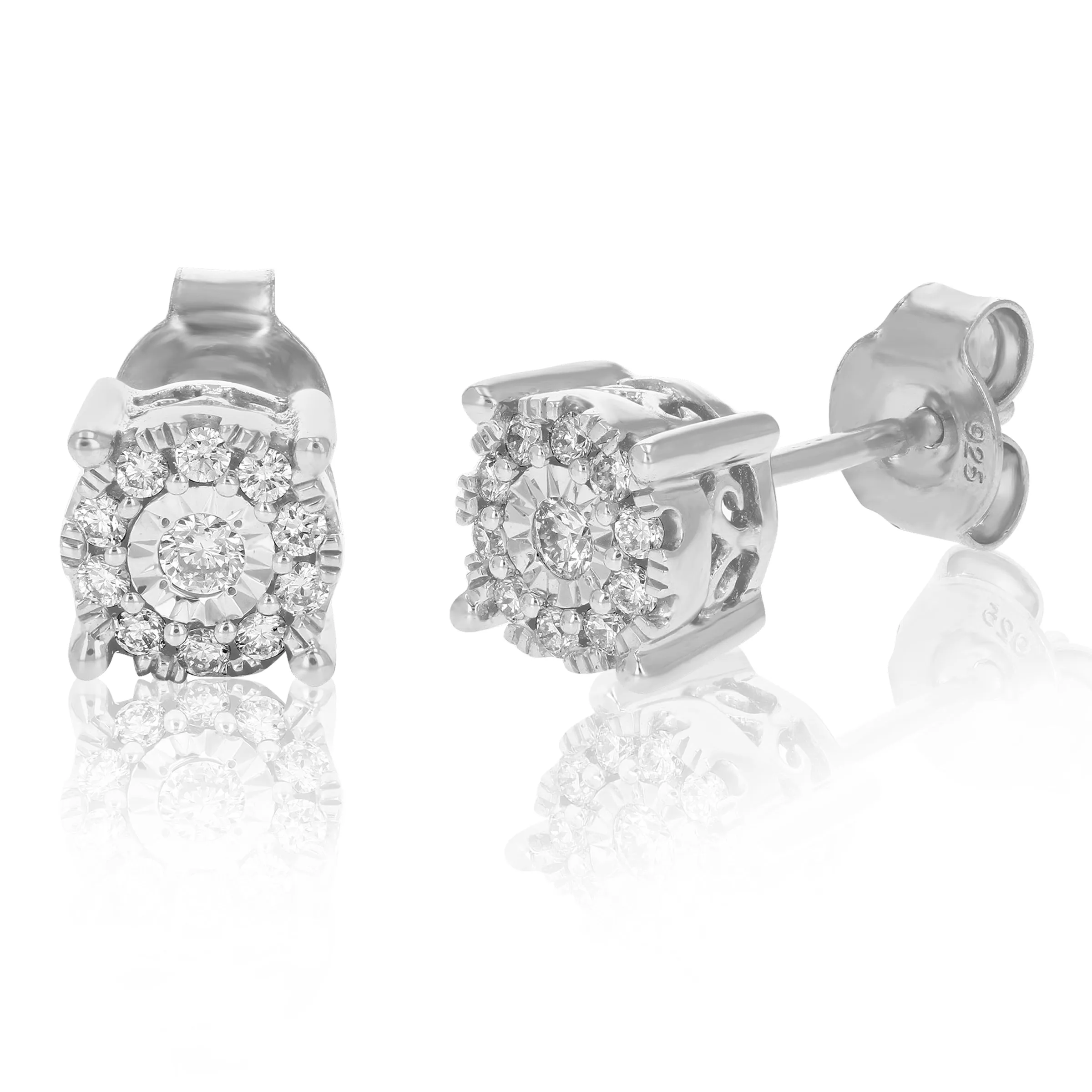 1/4 cttw Round Lab Grown Diamond Earrings Elegant Studs .925 Sterling Silver Prong Set