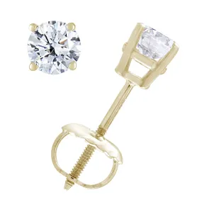 1/4 cttw SI2-I1 Certified Diamond Stud Earrings 14K Yellow Gold Round Screw Back