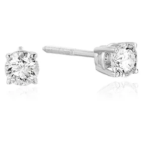 1/4 cttw VS2-SI1 Certified Diamond Stud Earrings 14K Gold I-J Color Screw Backs