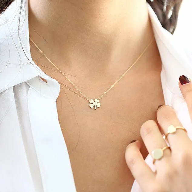 14K Four Leaf Clover Charm Necklace