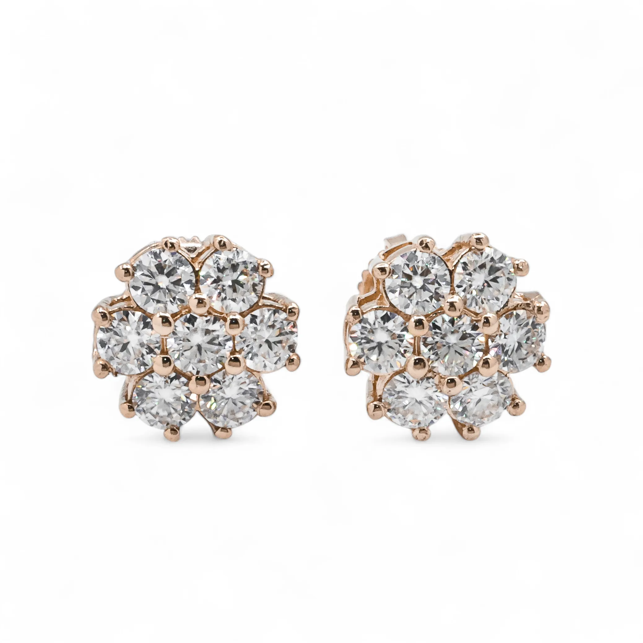 14k Yellow Gold Lab Diamond Cluster Earrings 1.67 ctw