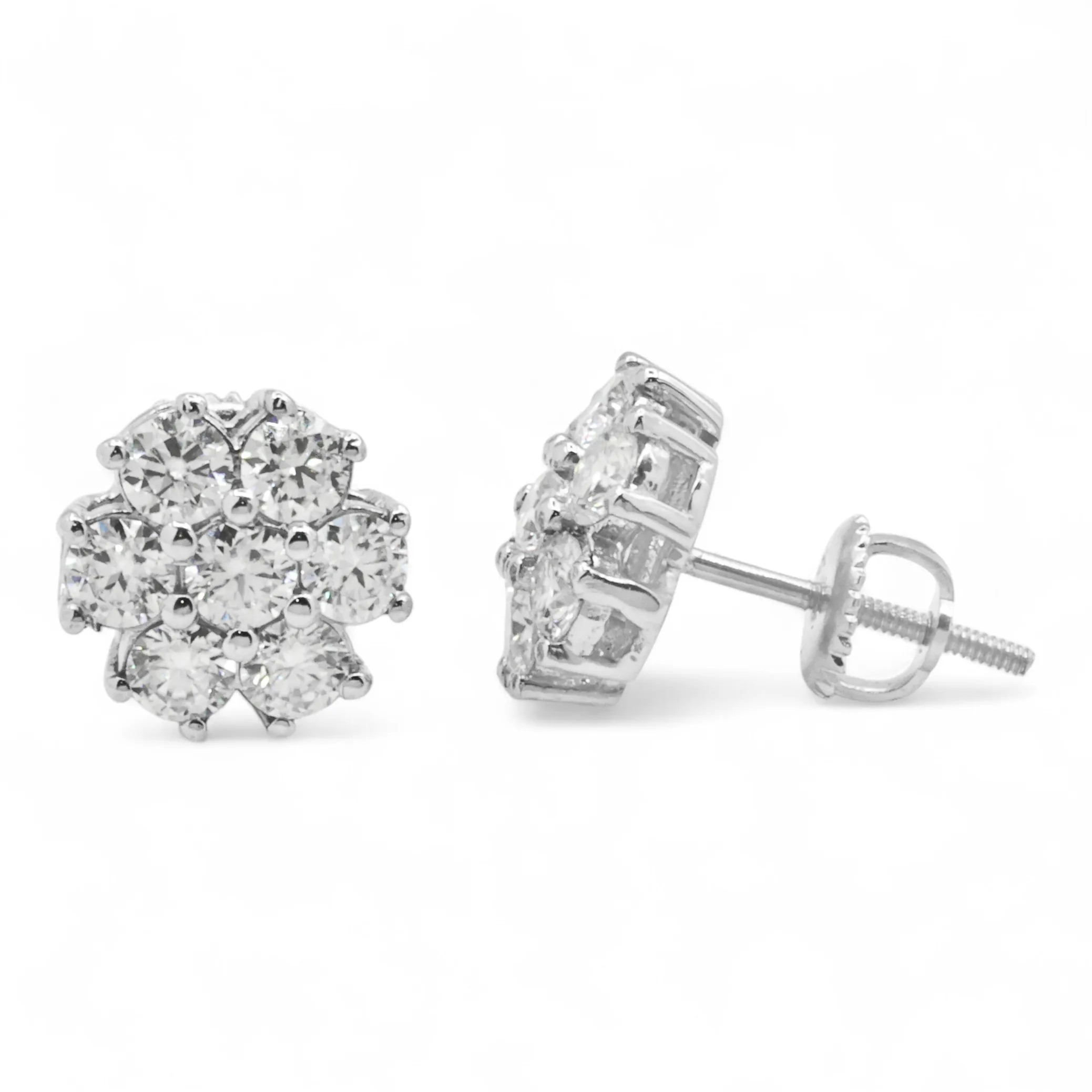 14k Yellow Gold Lab Diamond Cluster Earrings 1.67 ctw