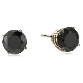 1.50 cttw Black Diamond Stud Earrings 14K Yellow Gold Round Push Backs 4 Prong Basket