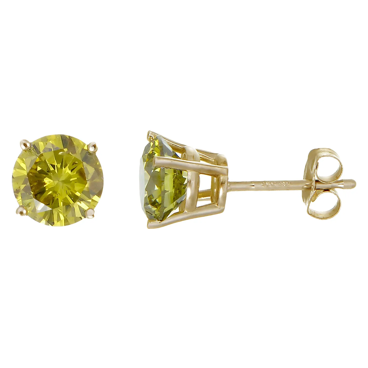 1.50 cttw Yellow Diamond Stud Earrings 14K Yellow Gold Round with Push Backs