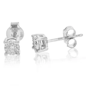 1/8 cttw Round Lab Grown Diamond Stud Earrings in .925 Sterling Silver Prong Settings