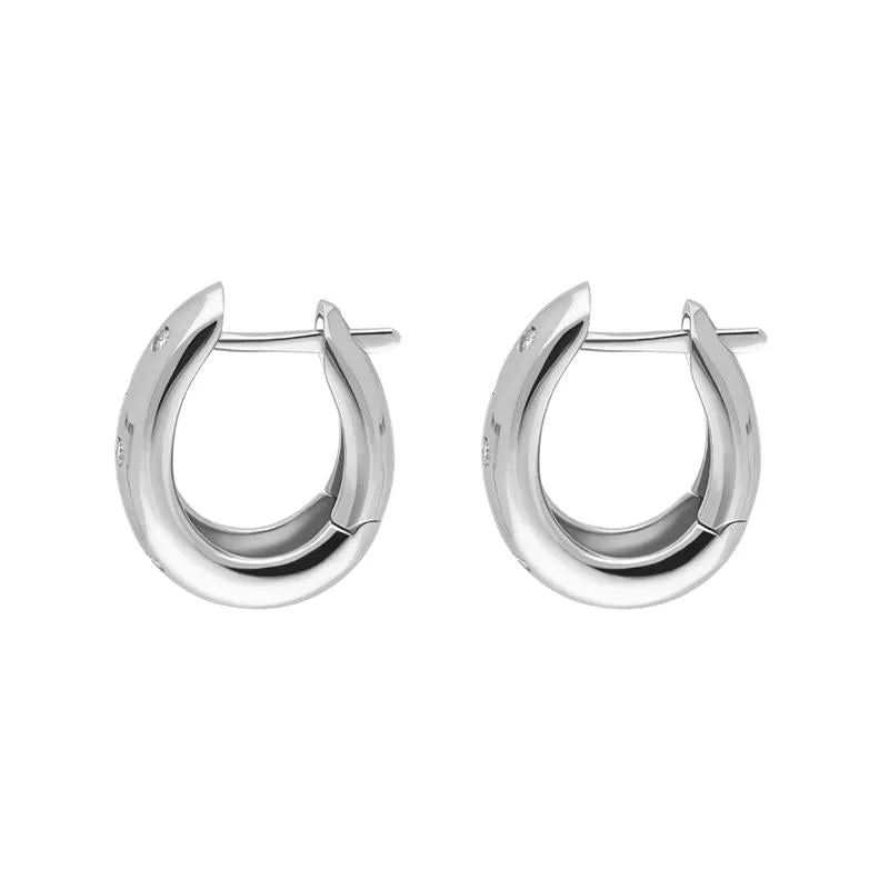 18ct White Gold 0.10ct Diamond Hoop Earrings