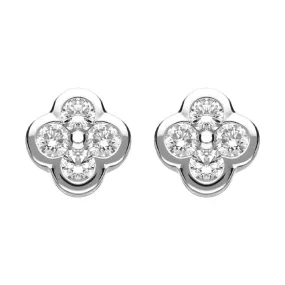 18ct White Gold 0.25ct Diamond Flower Stud Earrings