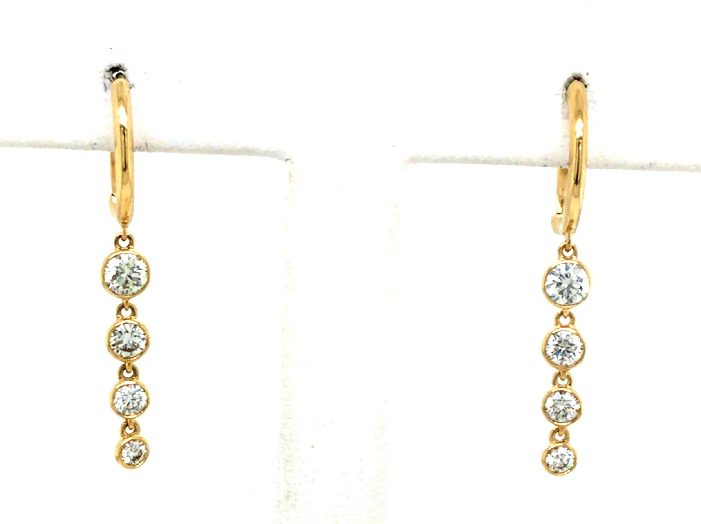 18K Yellow Natural Diamond Dangle Earrings