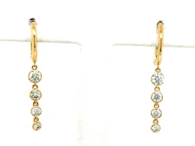 18K Yellow Natural Diamond Dangle Earrings