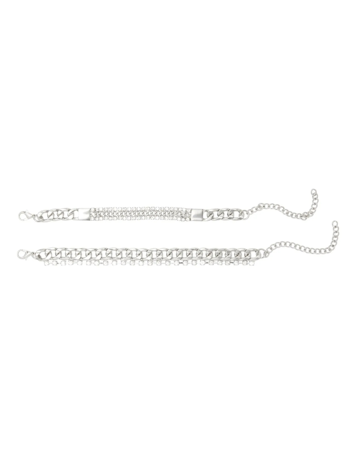 2-Piece Silver-Tone Chain Bracelets Set