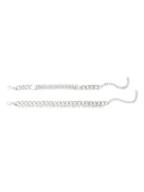 2-Piece Silver-Tone Chain Bracelets Set