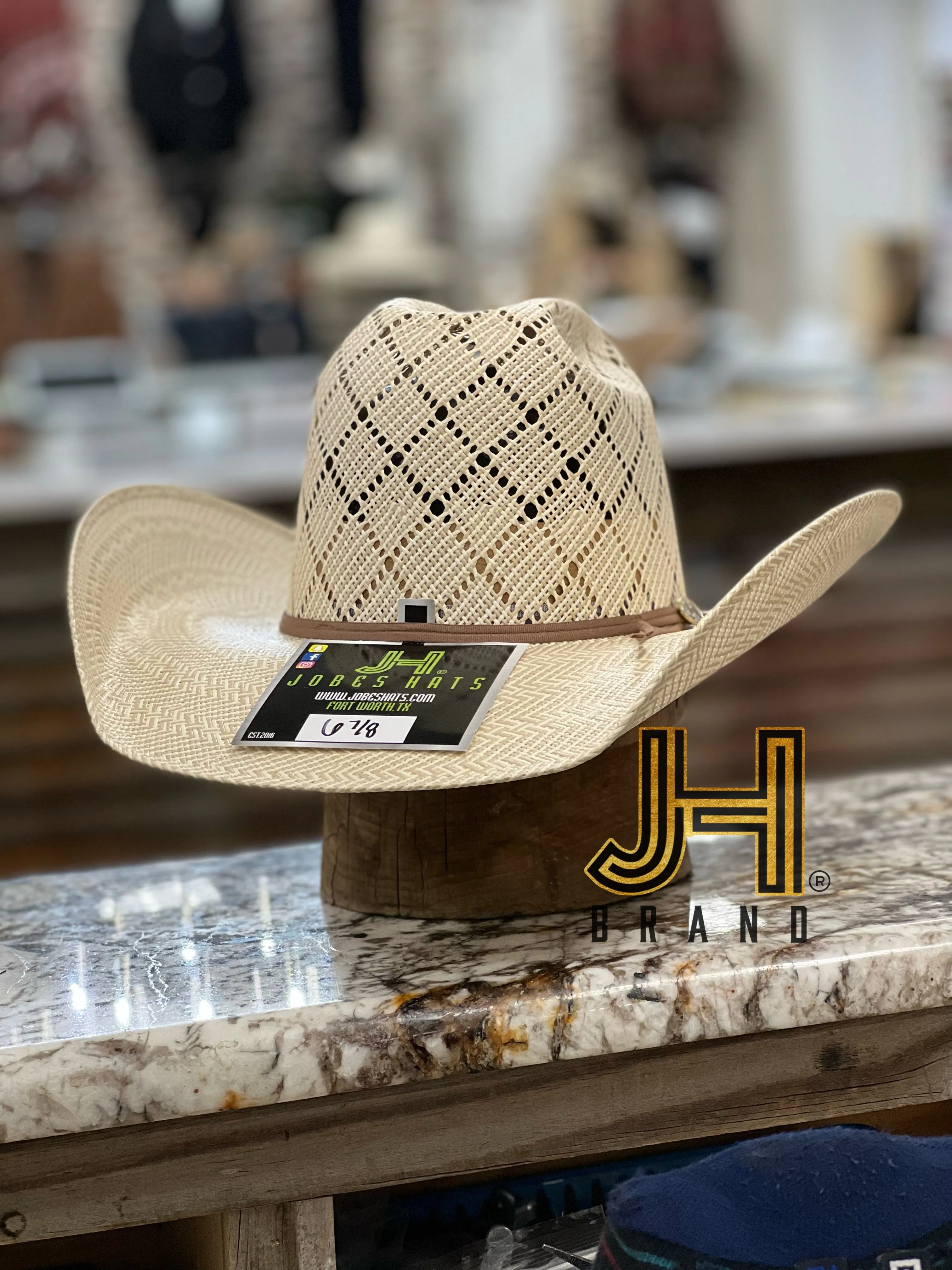 2022 Jobes Hats Straw Hat “Diamante” 4”1/4 Brim (Comes open and flat)