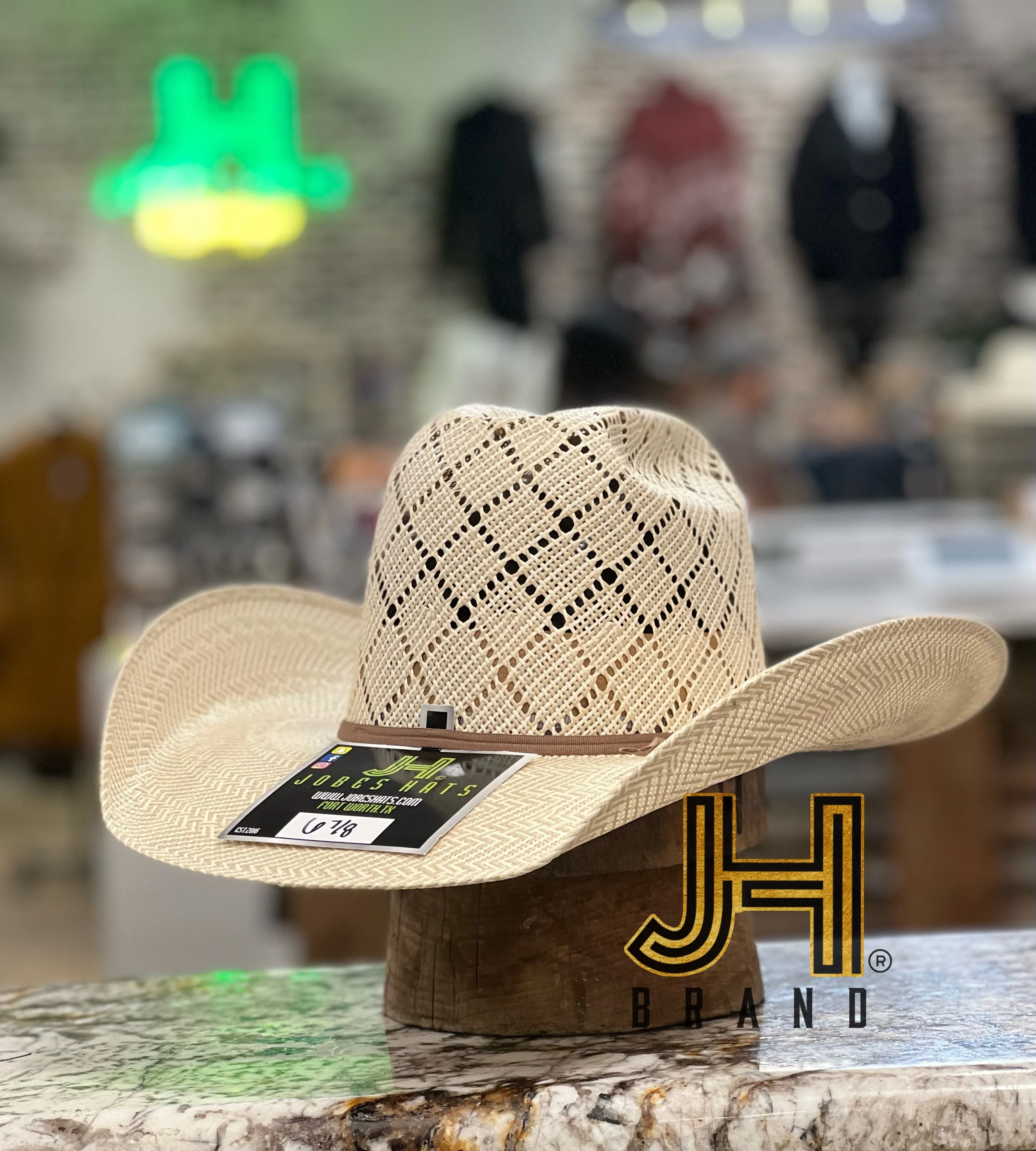 2022 Jobes Hats Straw Hat “Diamante” 4”1/4 Brim (Comes open and flat)