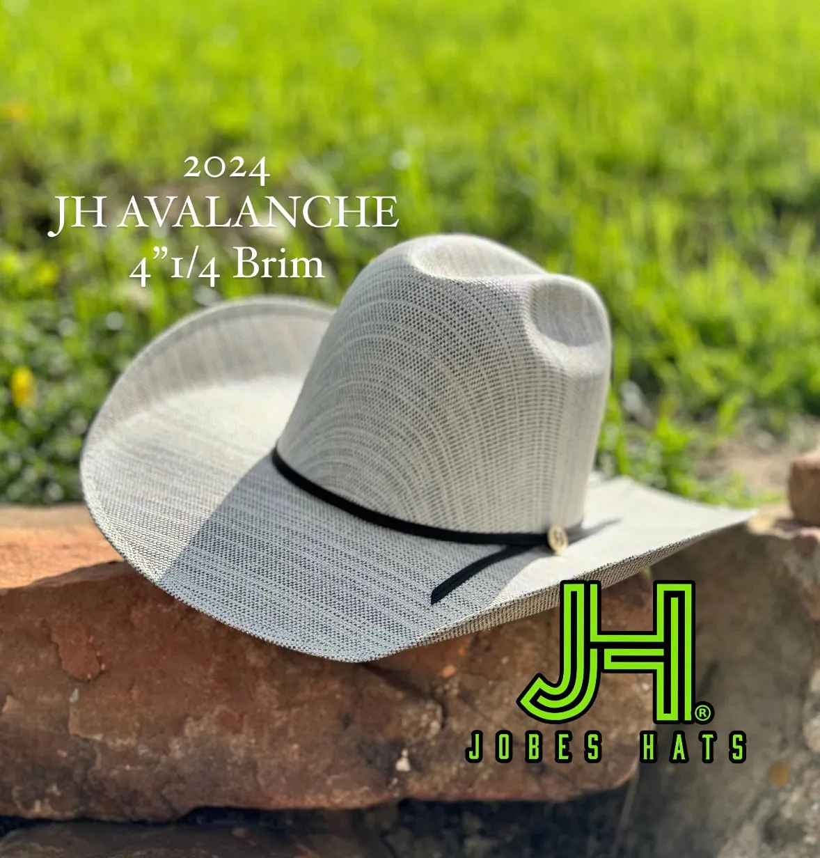 2024 Jobes Hats Straw Hat “AVALANCHE GREY” 4”1/4 Brim (Comes open and flat)