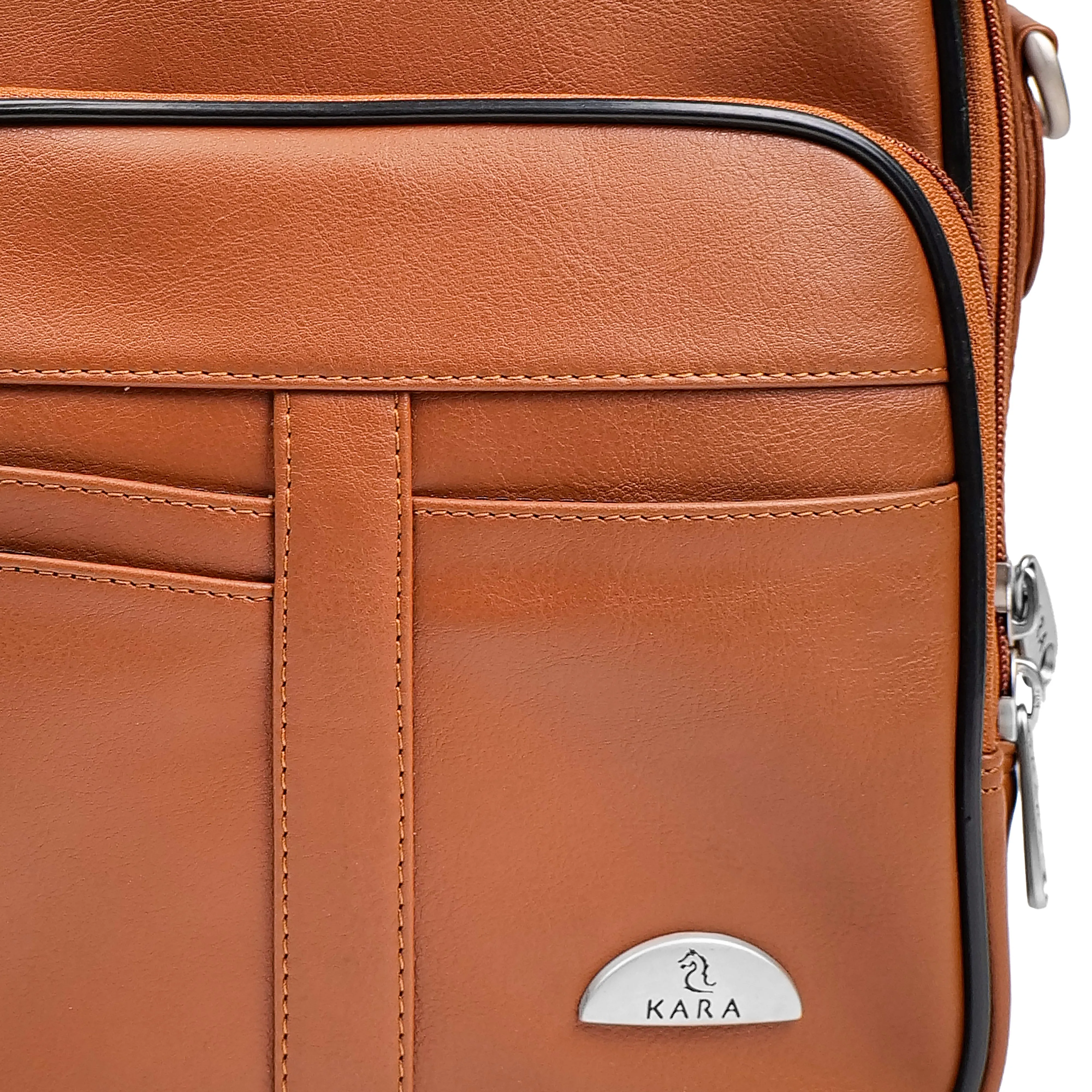 440  Kara Tan Unisex Faux Leather Messenger Bag For Men And Women