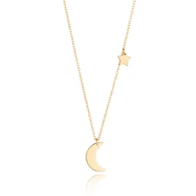 9kt Gold Moon & Star Pendant Necklace