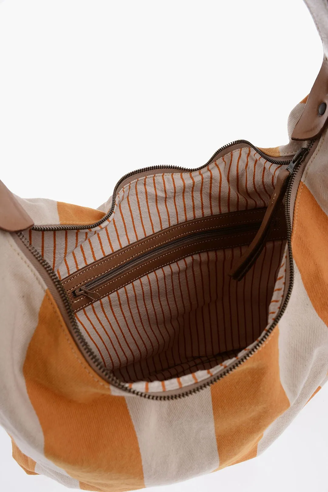 Afar Striped Cotton Hobo Bag With Leather Details