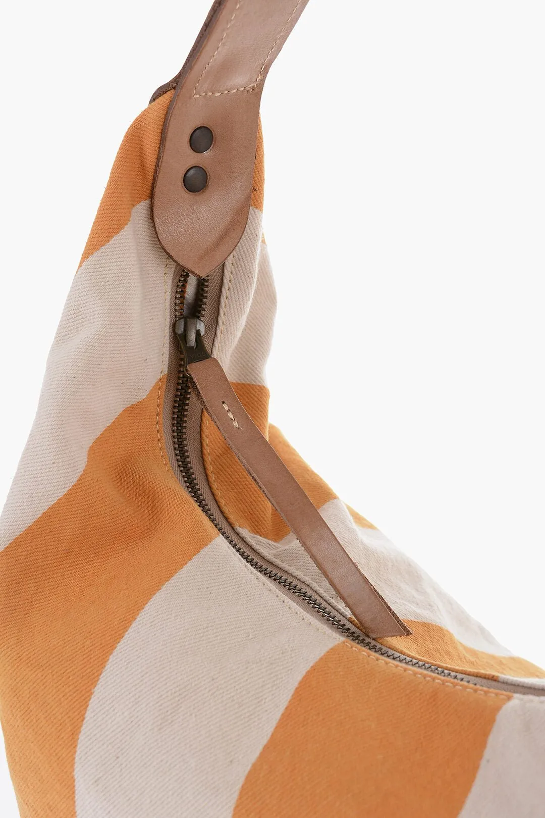 Afar Striped Cotton Hobo Bag With Leather Details