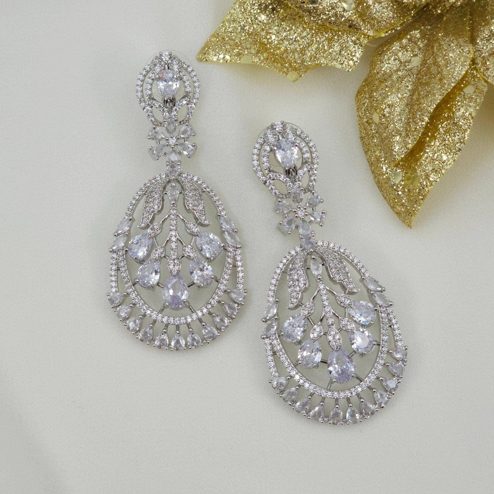 American Diamond Dangle Earrings