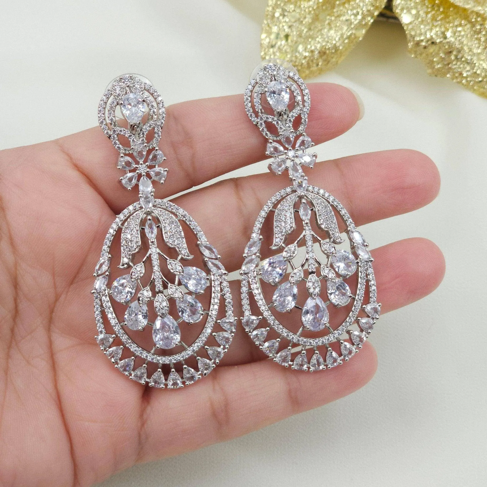 American Diamond Dangle Earrings