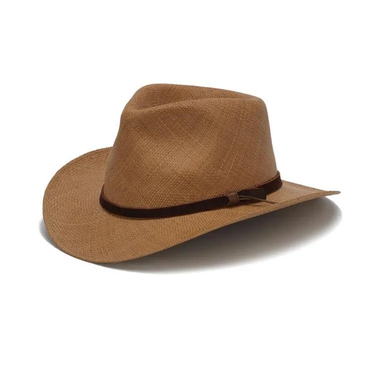 Austral Brown Straw Panama Hat - The Dylan With Leather Band