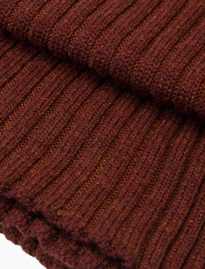 Brick Ribbed Knitted Wool Scarf