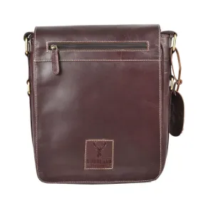 Burnish Brown Buffalo Leather Portrait Messenger Bag