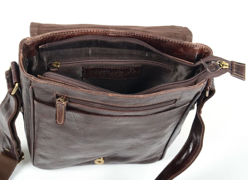 Burnish Brown Buffalo Leather Portrait Messenger Bag