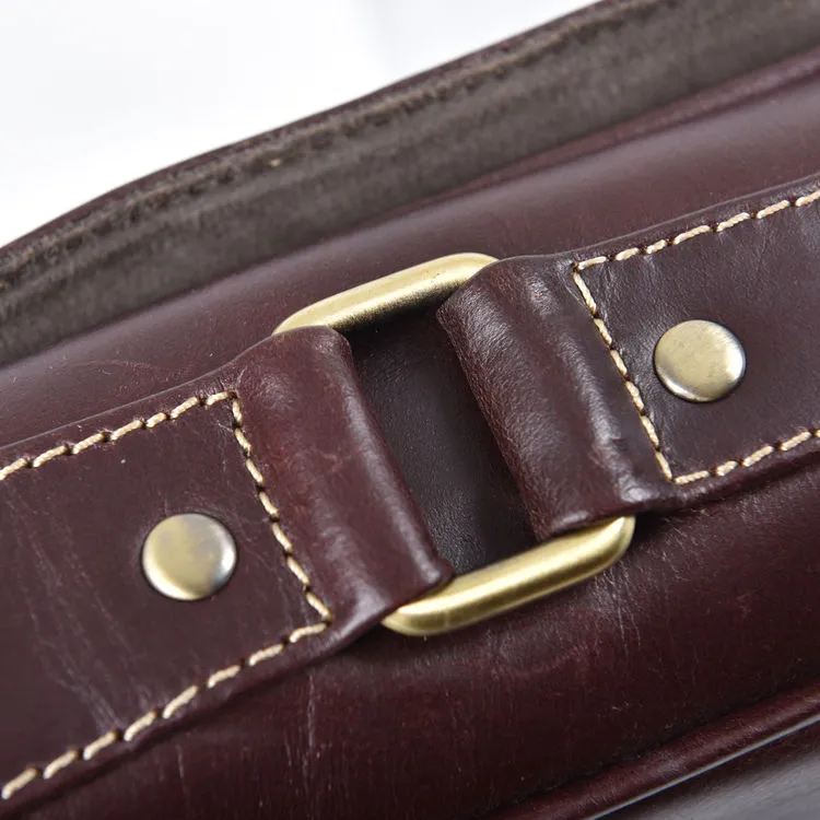 Burnish Brown Buffalo Leather Portrait Messenger Bag