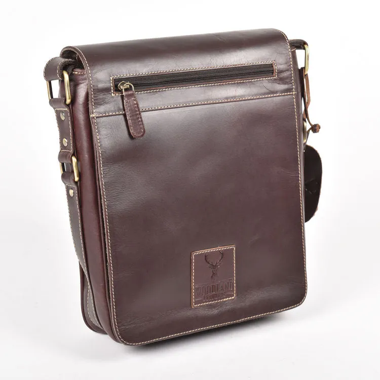 Burnish Brown Buffalo Leather Portrait Messenger Bag