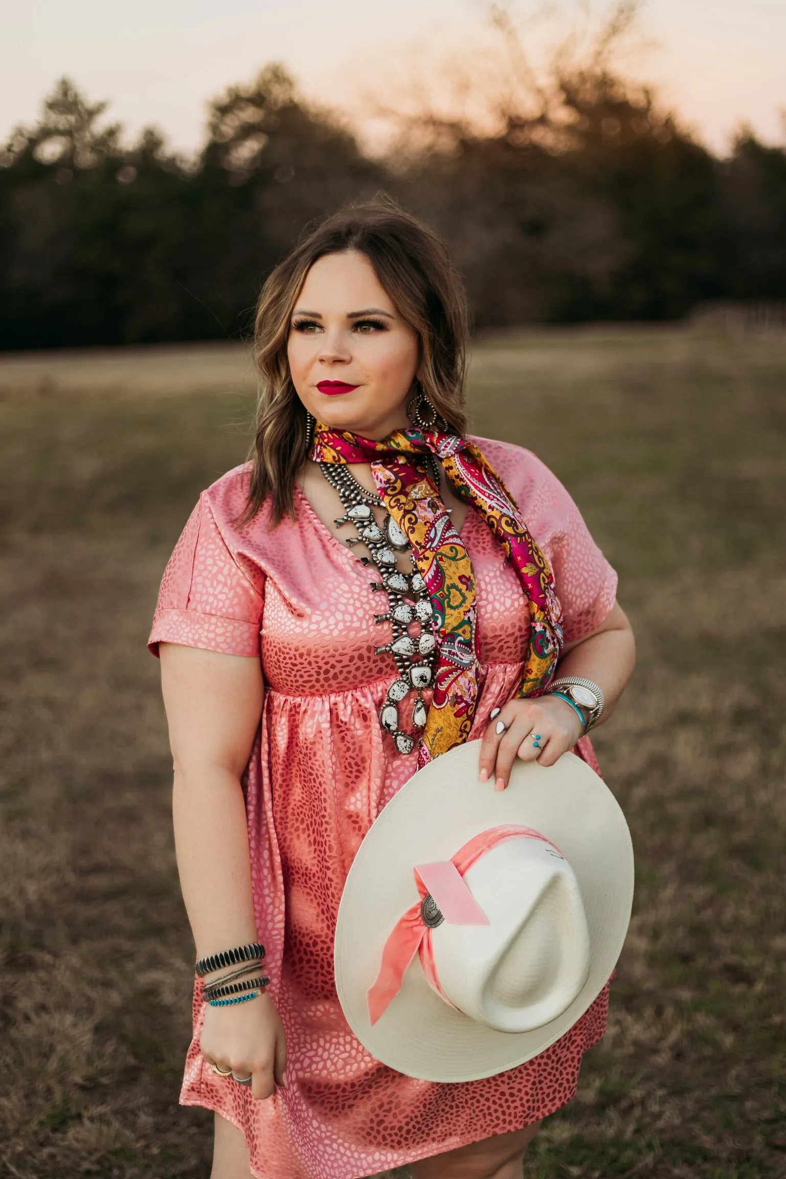 Charlie 1 Horse | Only Prettier Straw Hat with Pink Velvet Ribbon Band and Barbosa Oval Concho Pin