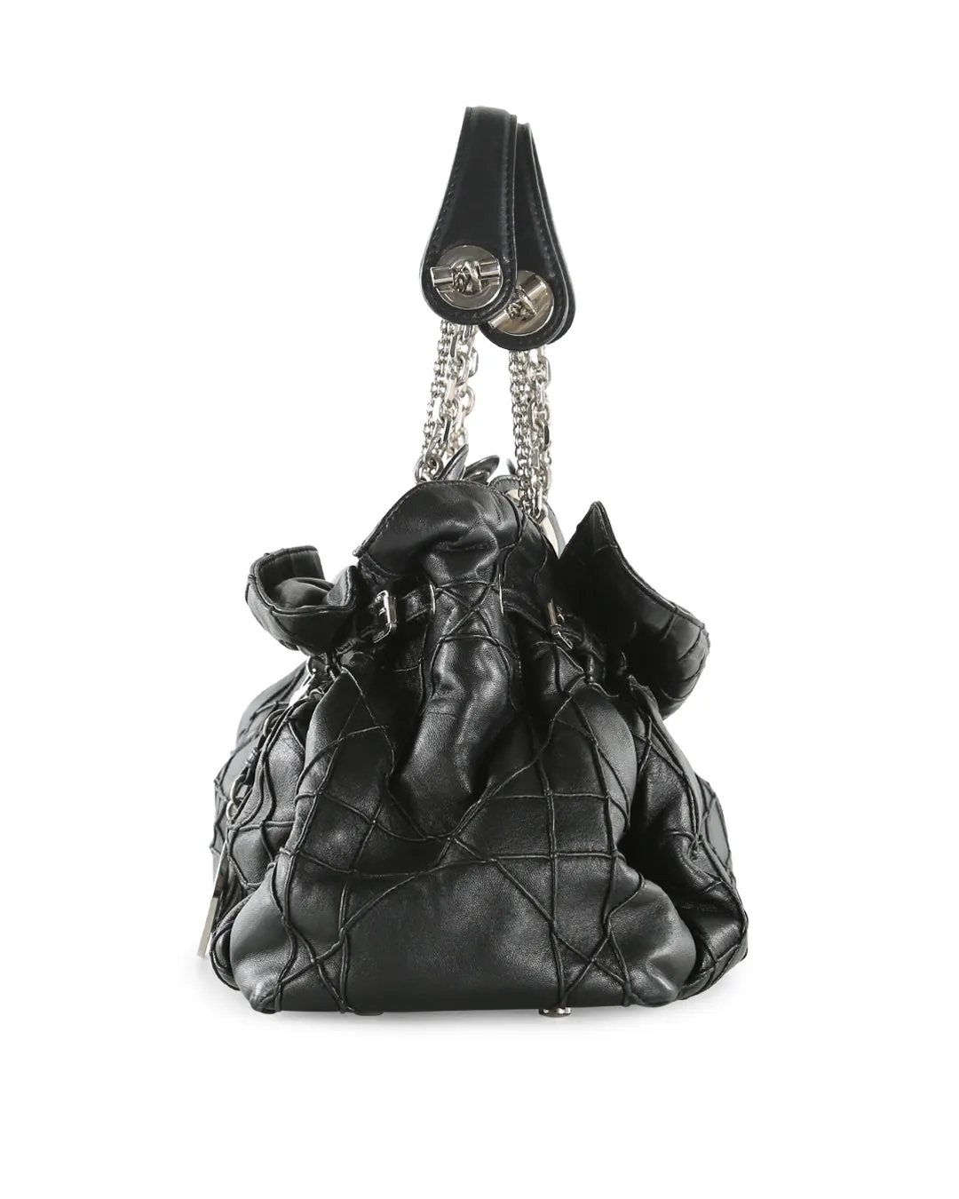 CHRISTIAN DIOR Black Cannage Leather Le Trente Hobo Bag