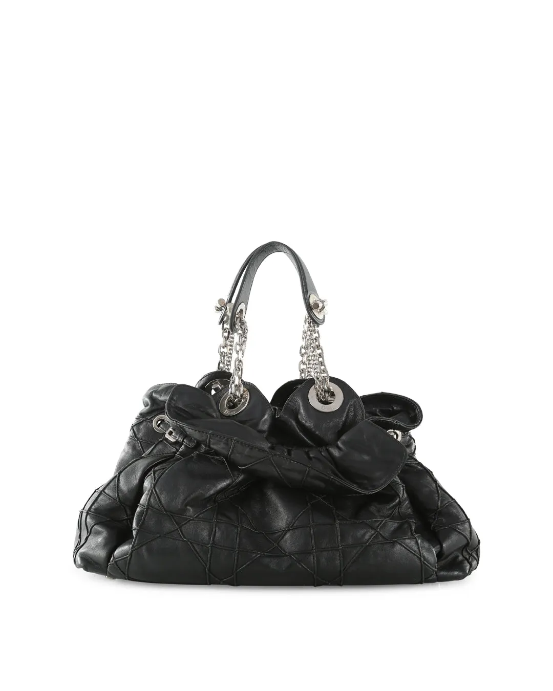 CHRISTIAN DIOR Black Cannage Leather Le Trente Hobo Bag