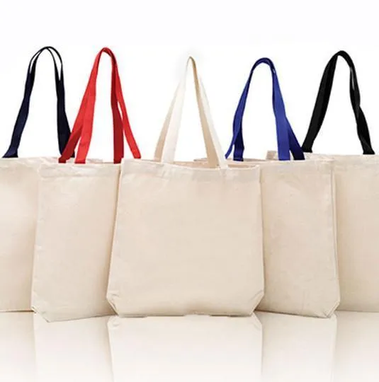 Cotton Canvas Tote Bags with Contrast Handles