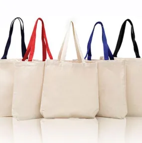 Cotton Canvas Tote Bags with Contrast Handles