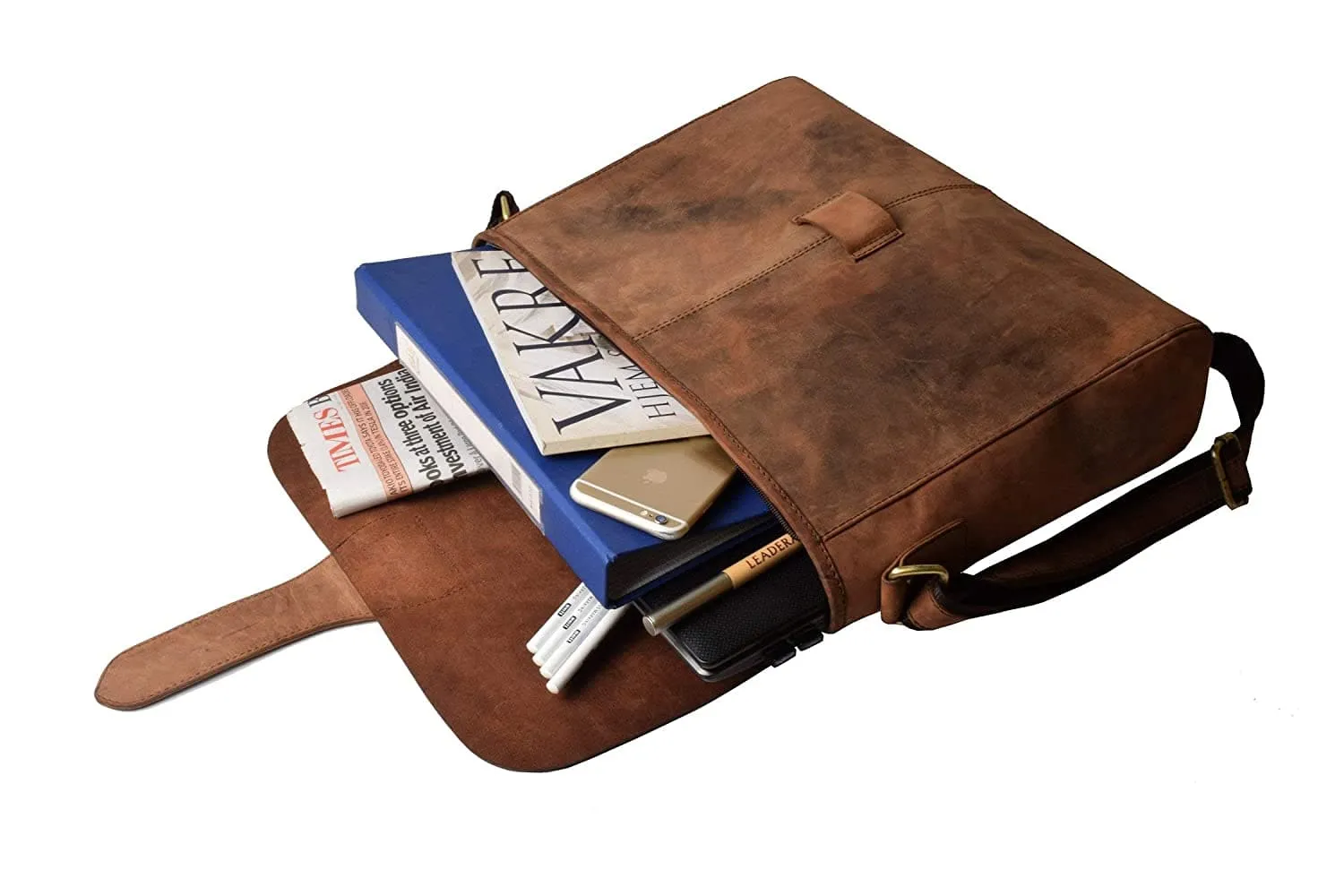 Crossbody Messenger Leather Laptop Bag