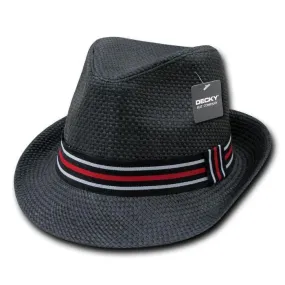 Decky Black Fedora Trilby Panama Fashion Hats Paper Straw Summer Unisex