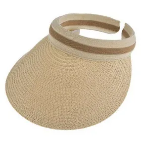 Dents Straw Ribbon Band Sun Visor Hat - Natural