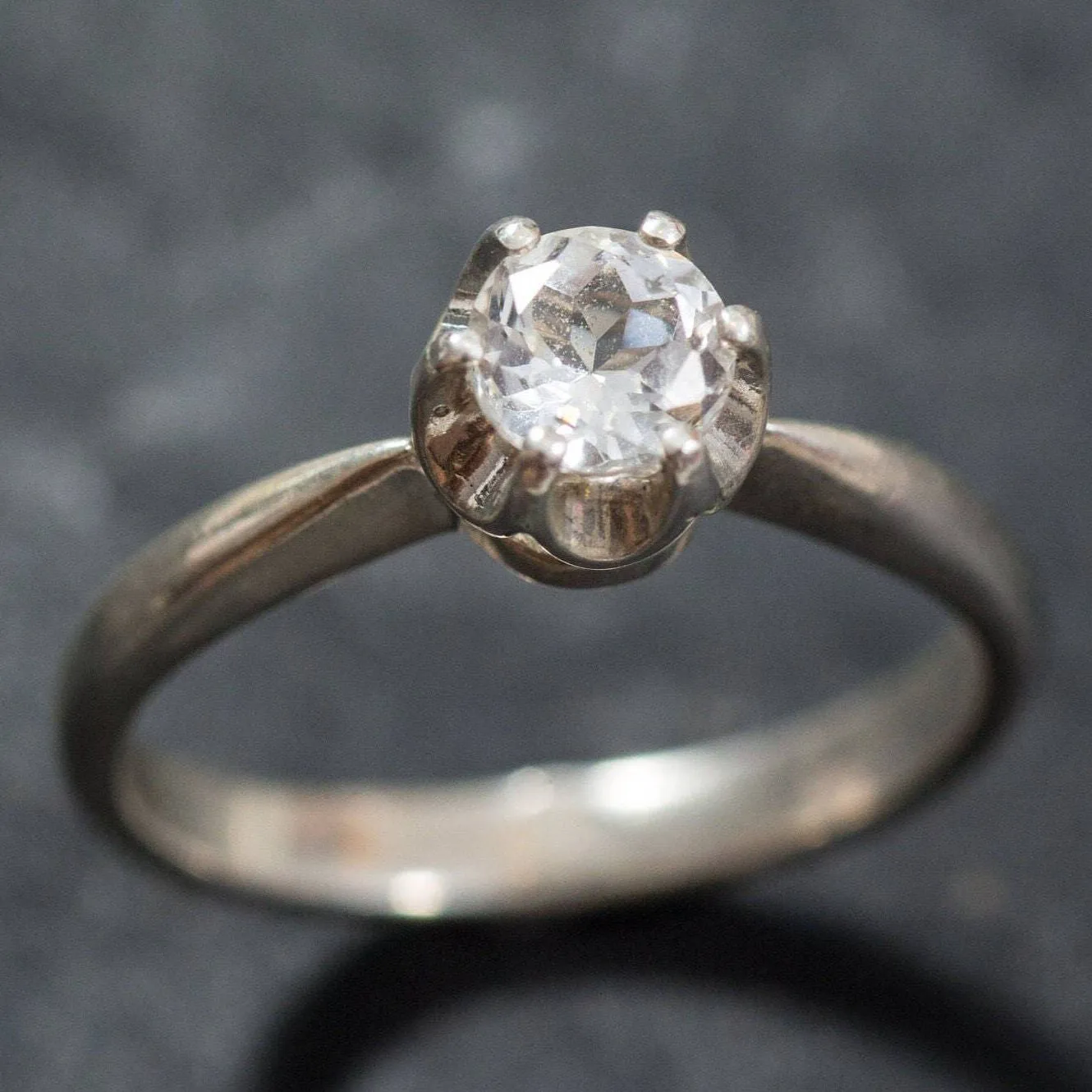 Diamond Engagement Ring - Sparkly Solitaire Ring - Minimalist