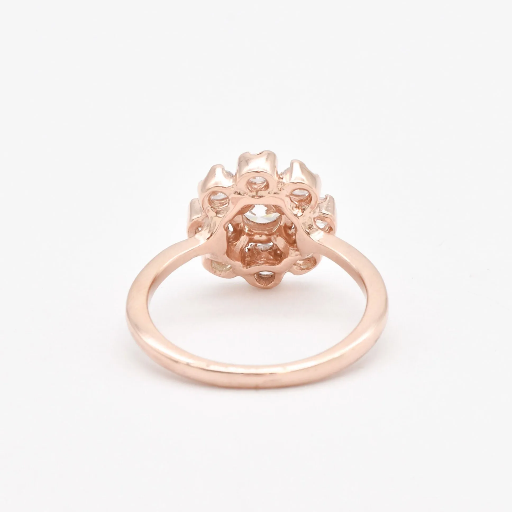 Diamond Flower Ring - Sparkly Vintage Ring - Rose Gold Diamond Band