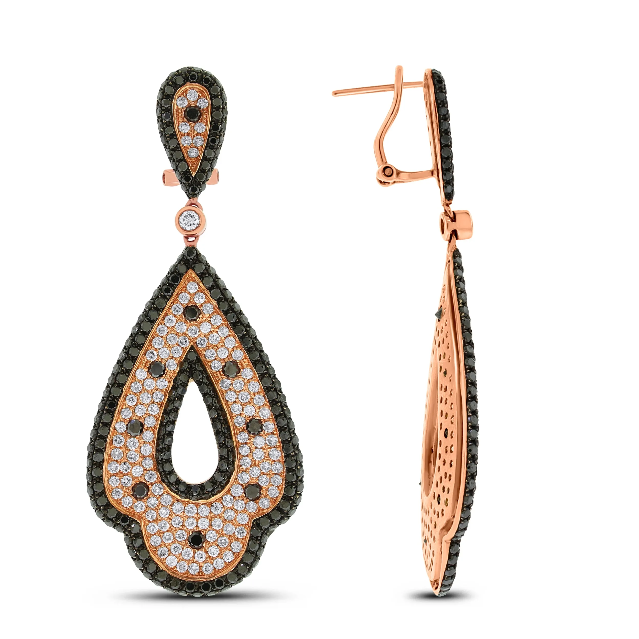 Enya Black & White Diamond Earrings (7.95 ct Diamonds) in Rose Gold