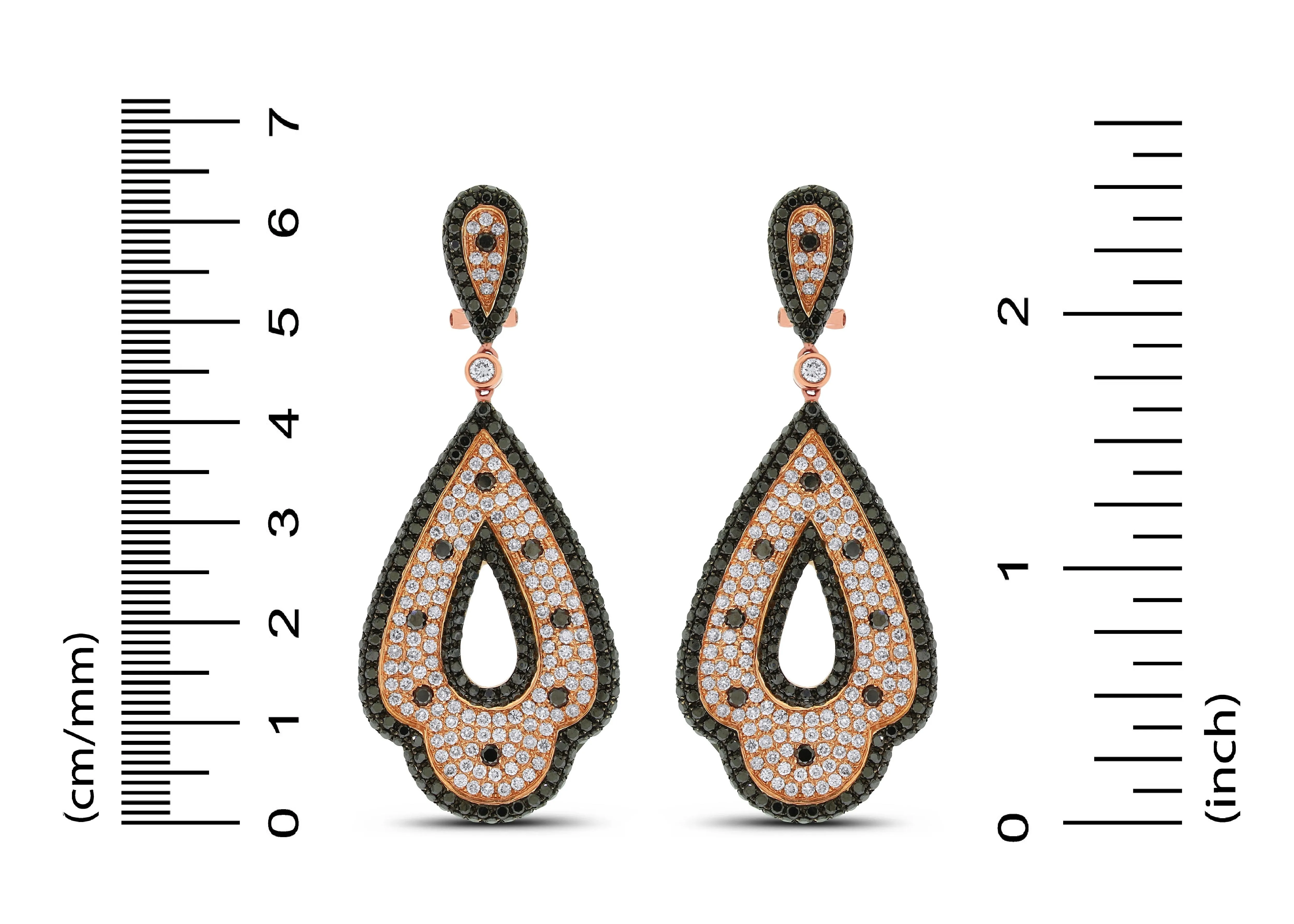 Enya Black & White Diamond Earrings (7.95 ct Diamonds) in Rose Gold