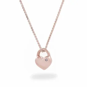 Eternal Heart Diamond Set Solid Rose Gold Necklace