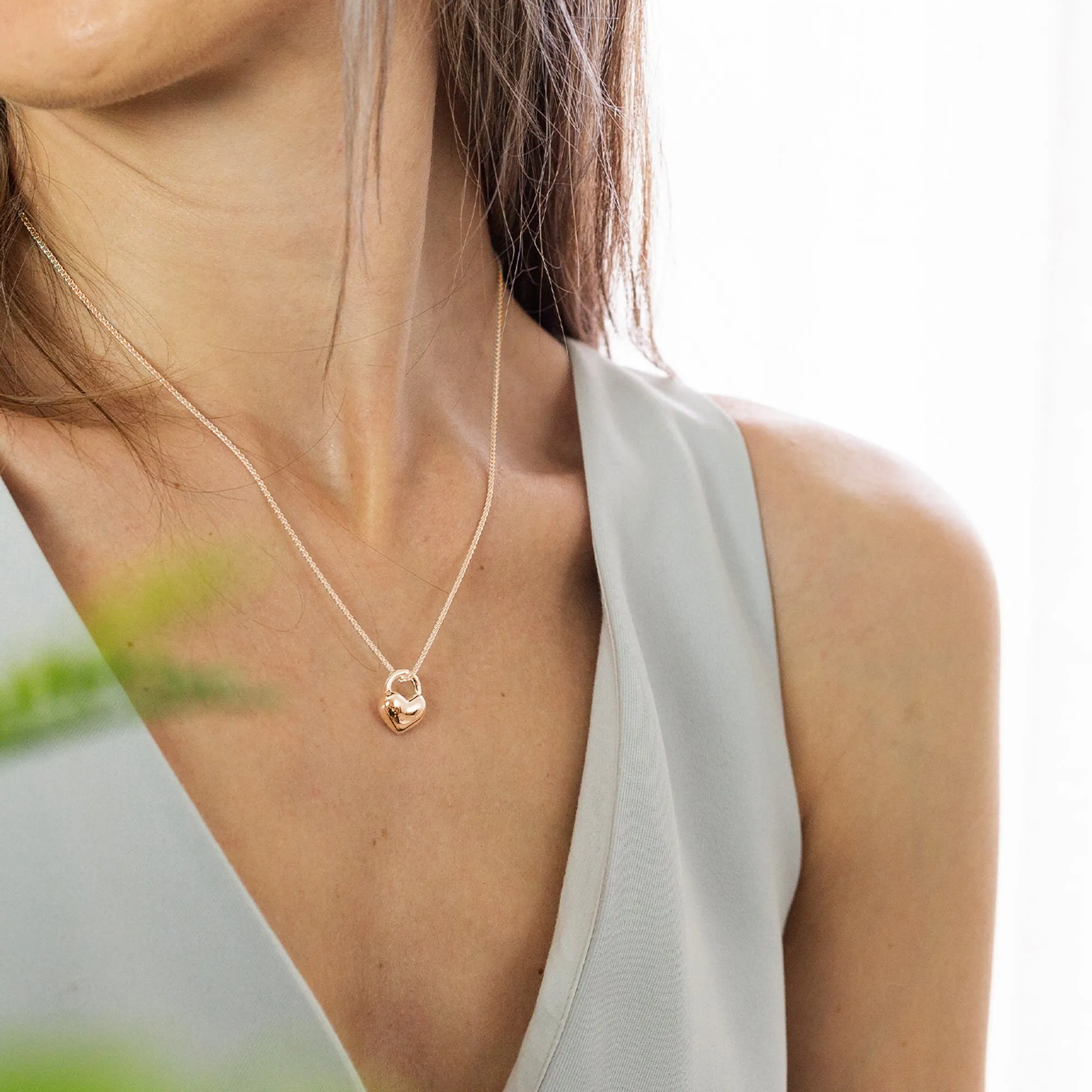 Eternal Heart Diamond Set Solid Rose Gold Necklace